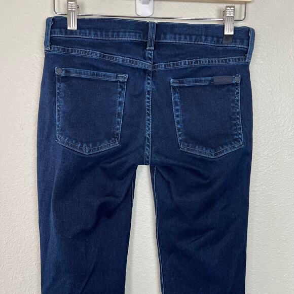 7 For All Mankind Women's Sz 28 The Skinny Bootcut Jeans Dark Wash Stretch Denim - Picture 8 of 11